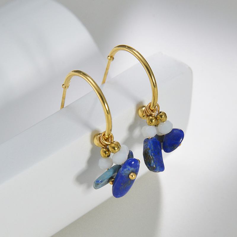 Geometric Electroplated Drop Earrings For Women In 14K Real Gold Plated 304 Stainless Steel With PVD Coated Finish And Stone-Free Inlay 3