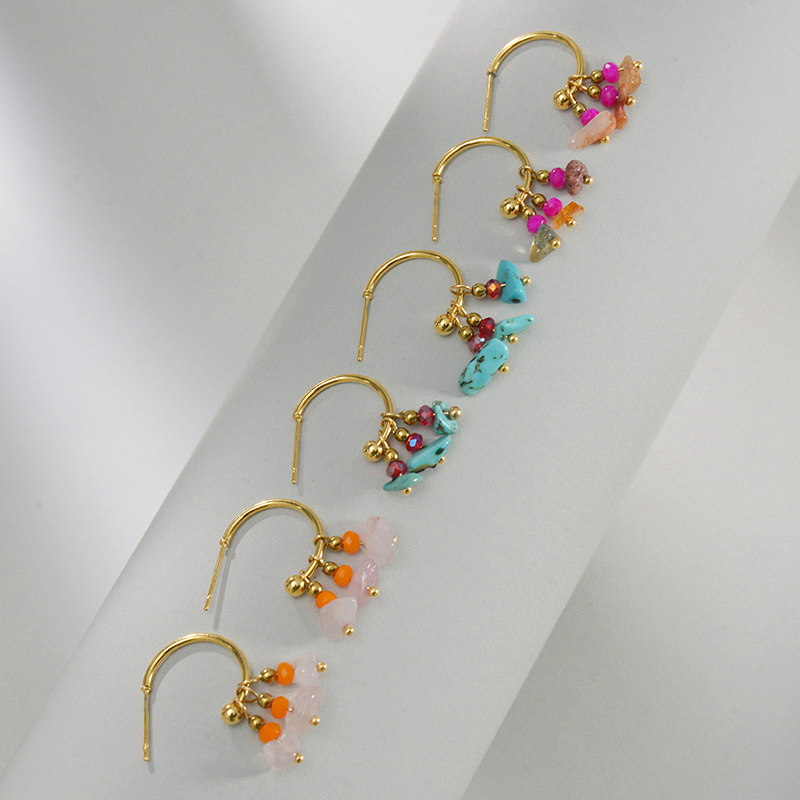 Geometric Electroplated Drop Earrings For Women In 14K Real Gold Plated 304 Stainless Steel With PVD Coated Finish And Stone-Free Inlay 4