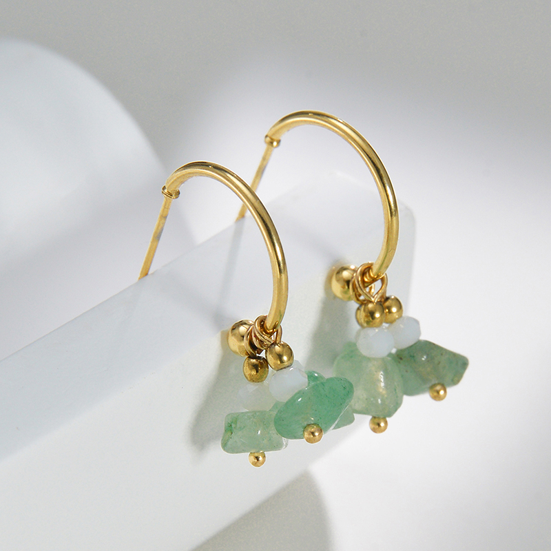 Geometric Electroplated Drop Earrings For Women In 14K Real Gold Plated 304 Stainless Steel With PVD Coated Finish And Stone-Free Inlay 5