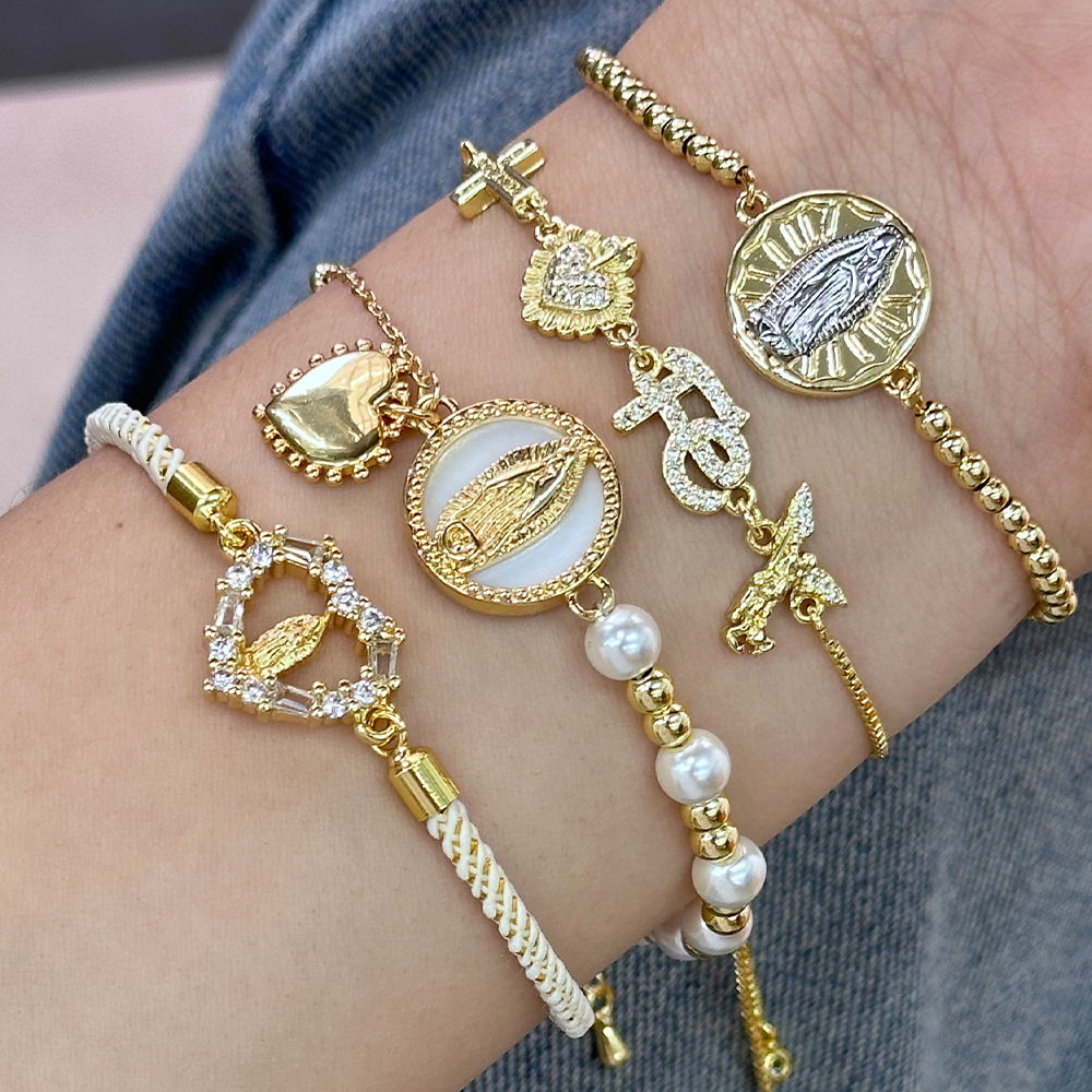 Rope Copper Twisted Rope Chain Woven Chain 18K Gold Plated Beaded Geometric Glass Zircon Bracelets