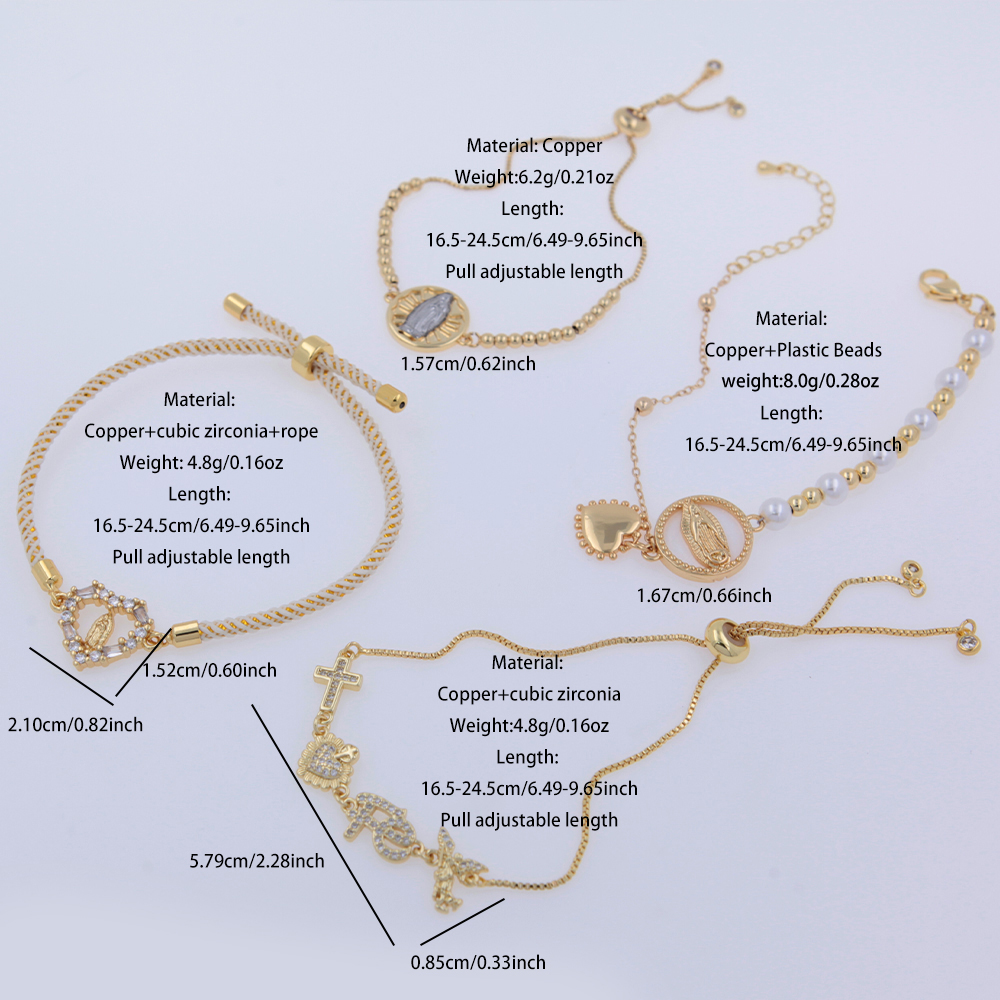 Rope Copper Twisted Rope Chain Woven Chain 18K Gold Plated Beaded Geometric Glass Zircon Bracelets 2
