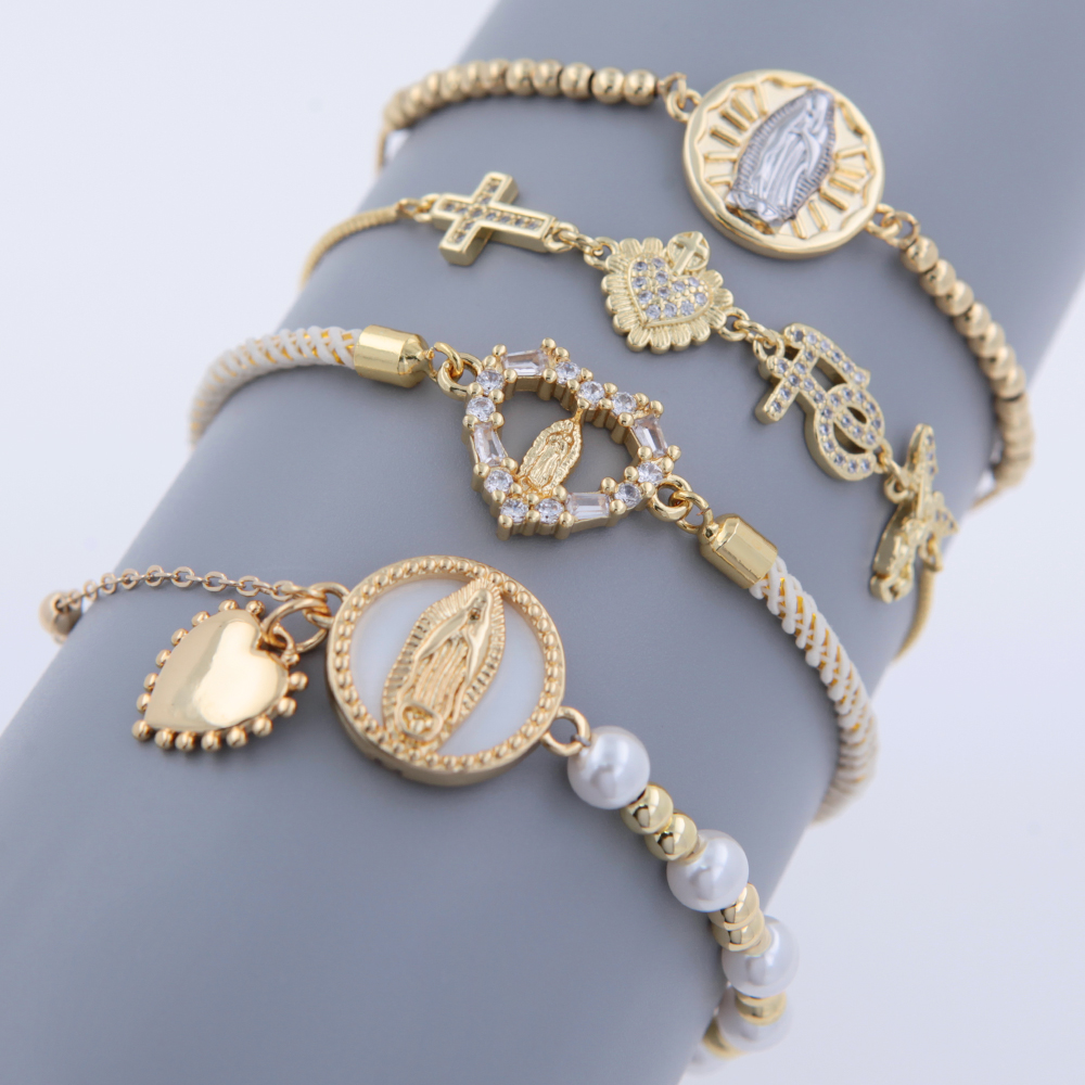 Rope Copper Twisted Rope Chain Woven Chain 18K Gold Plated Beaded Geometric Glass Zircon Bracelets 3