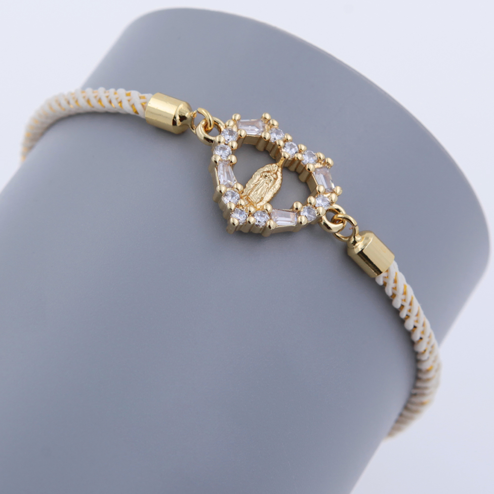 Rope Copper Twisted Rope Chain Woven Chain 18K Gold Plated Beaded Geometric Glass Zircon Bracelets 5