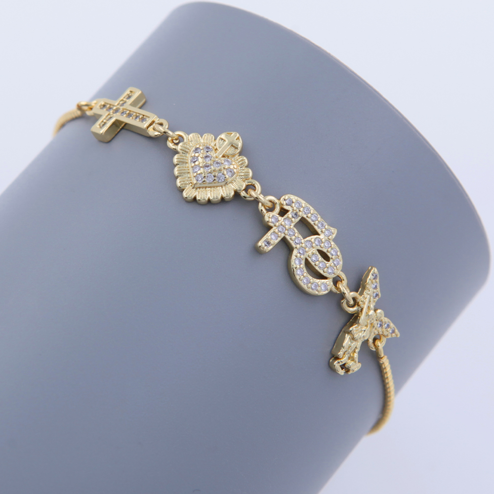 Rope Copper Twisted Rope Chain Woven Chain 18K Gold Plated Beaded Geometric Glass Zircon Bracelets 7
