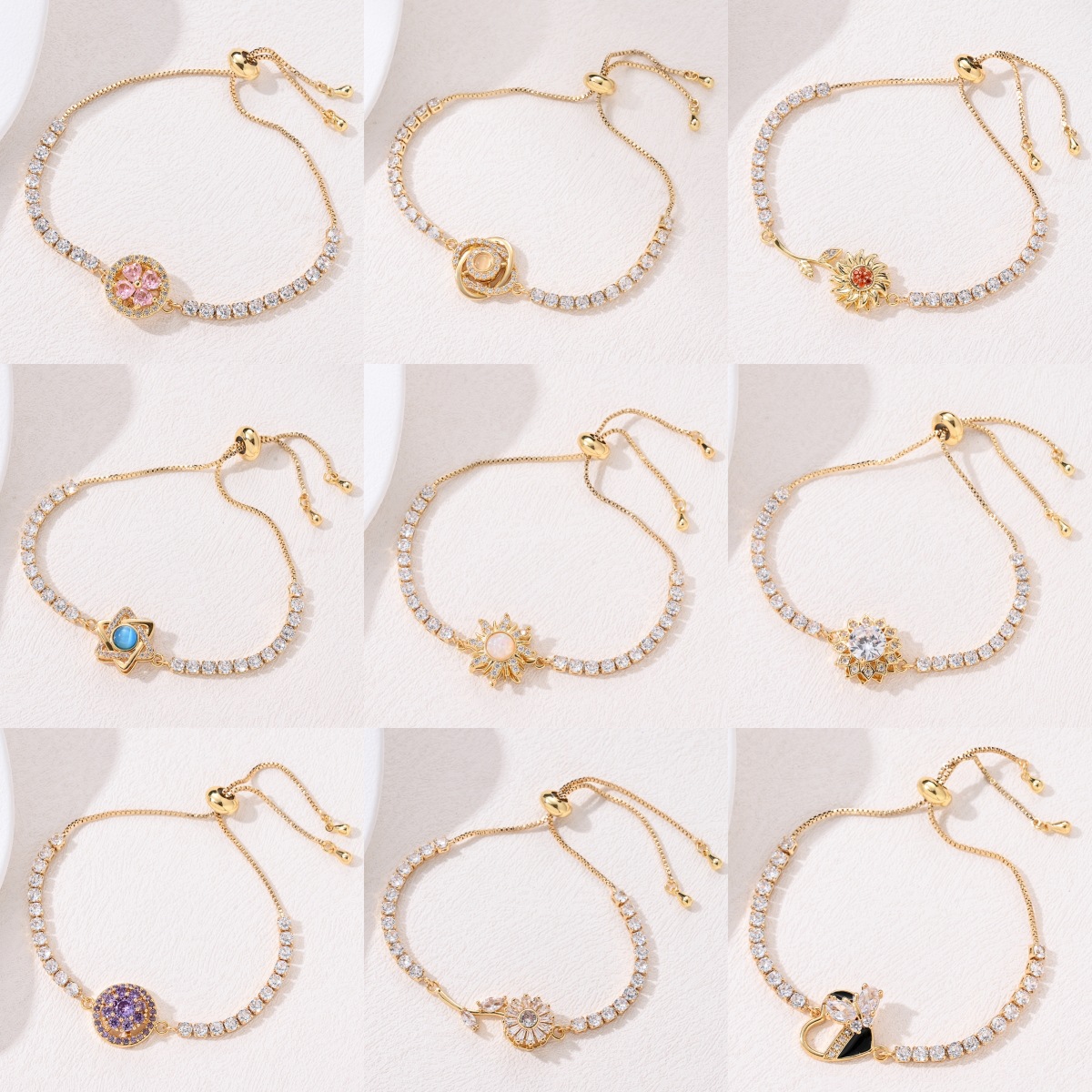 Rotatable Crown Bracelet For Women, Electroplated Copper With Golden Plated Finish And Zircon Inlay