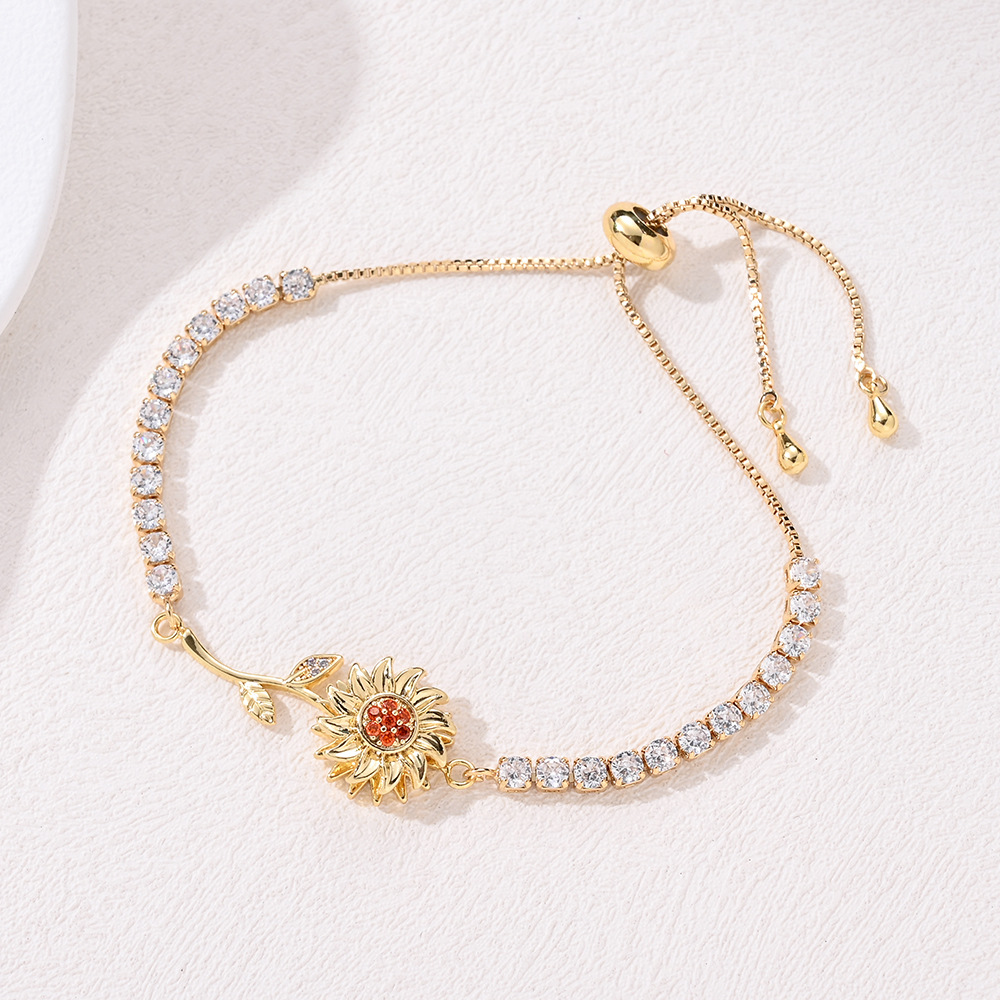 Rotatable Crown Bracelet For Women, Electroplated Copper With Golden Plated Finish And Zircon Inlay 4