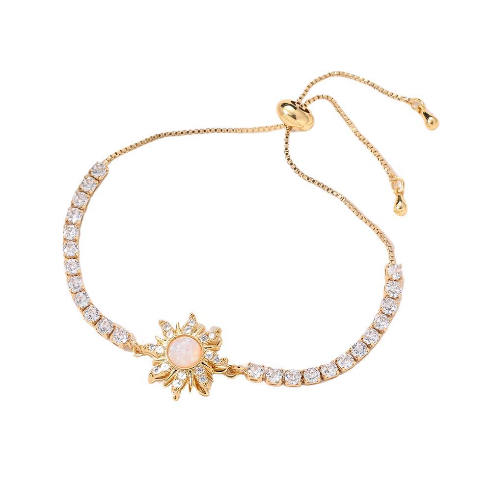 Rotatable Crown Bracelet For Women, Electroplated Copper With Golden Plated Finish And Zircon Inlay 5