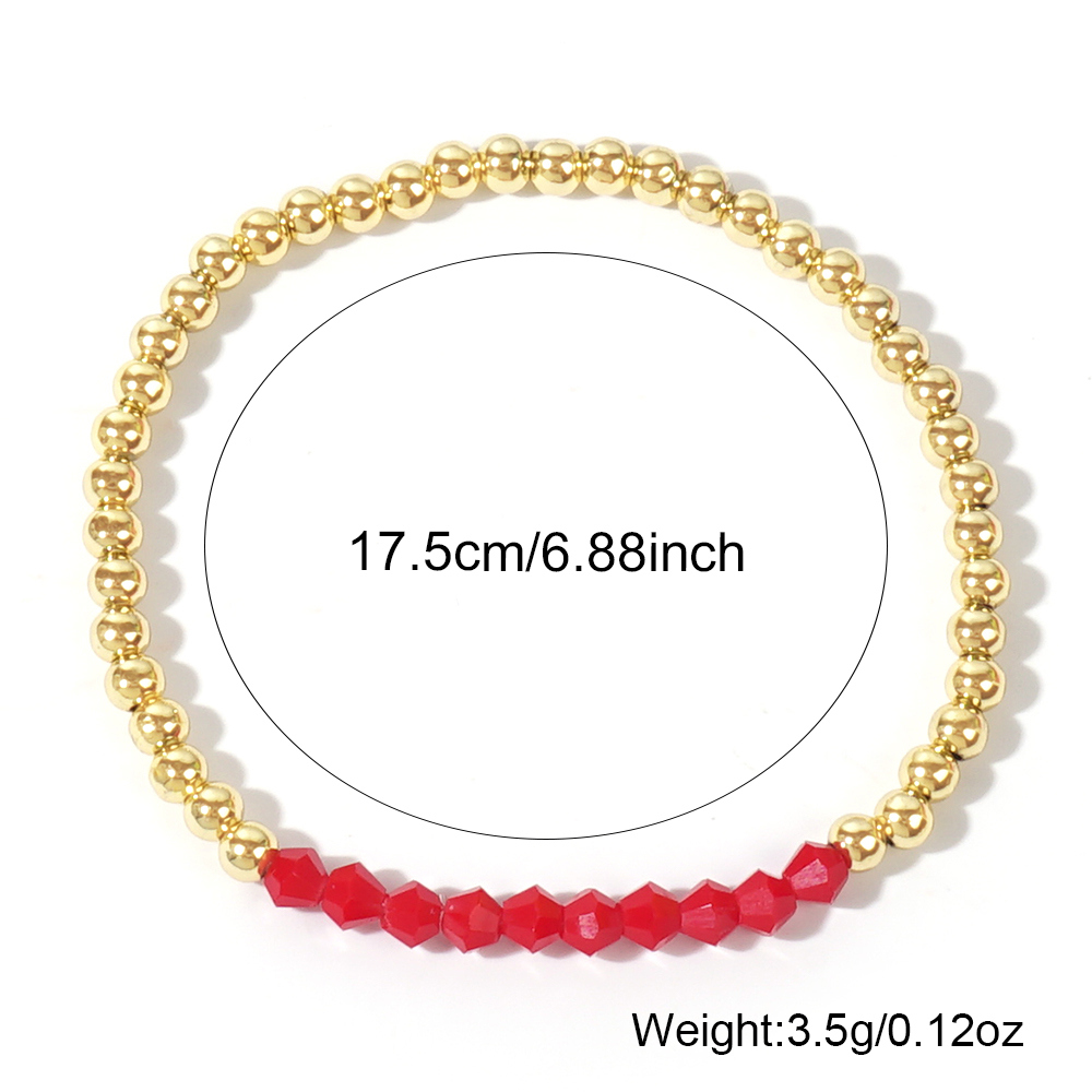 Round Beaded Copper Bracelet For Women With Elastic String Beaded Chain 2