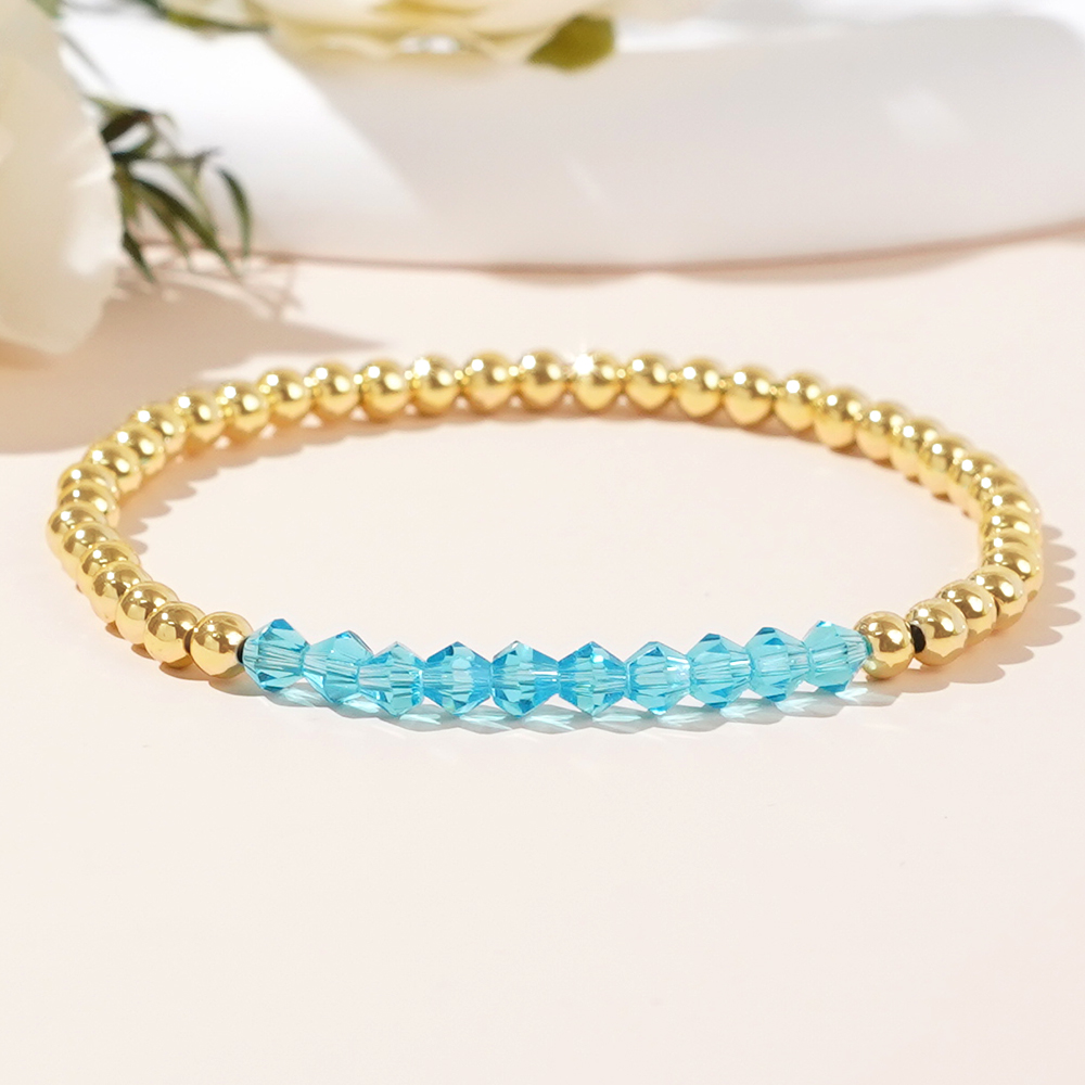 Round Beaded Copper Bracelet For Women With Elastic String Beaded Chain 5