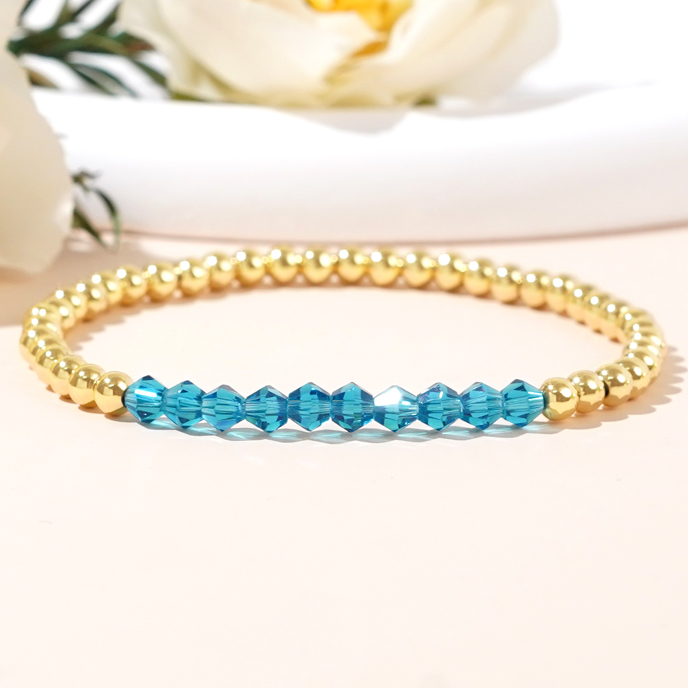 Round Beaded Copper Bracelet For Women With Elastic String Beaded Chain 8