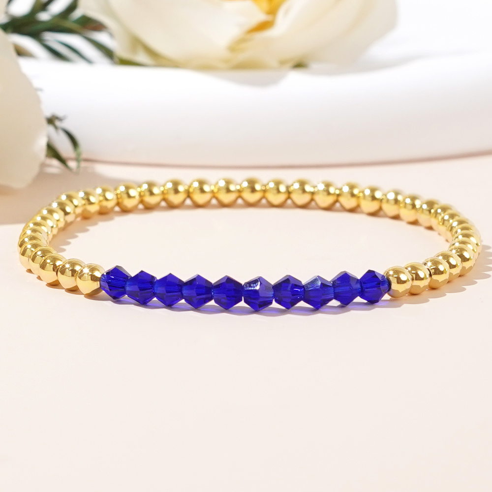 Round Beaded Copper Bracelet For Women With Elastic String Beaded Chain 9