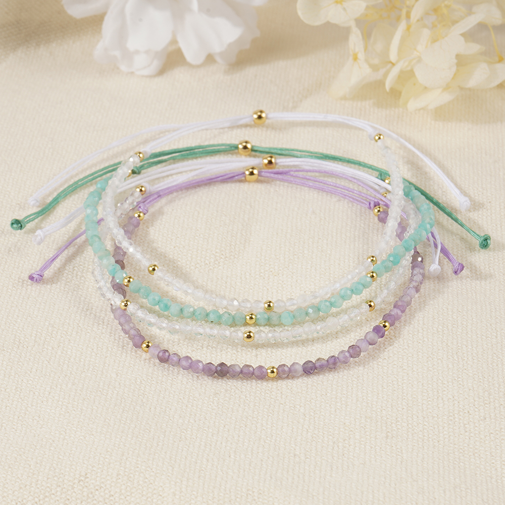 Round Beading Drawstring Bracelet For Women With Copper Rope Chain