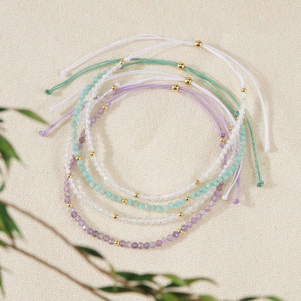 Round Beading Drawstring Bracelet For Women With Copper Rope Chain 3