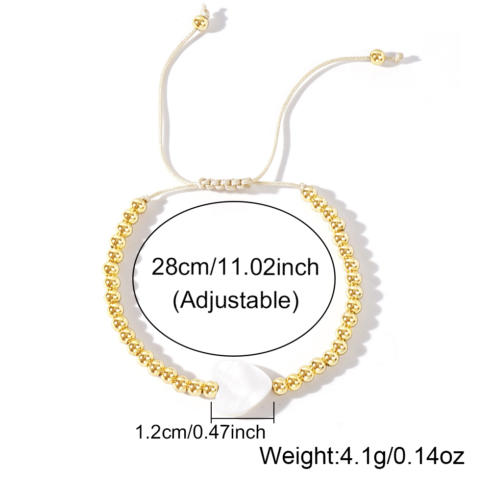Round Beading Drawstring Bracelet For Women With Copper Rope Chain In Cord In Chain Style 2