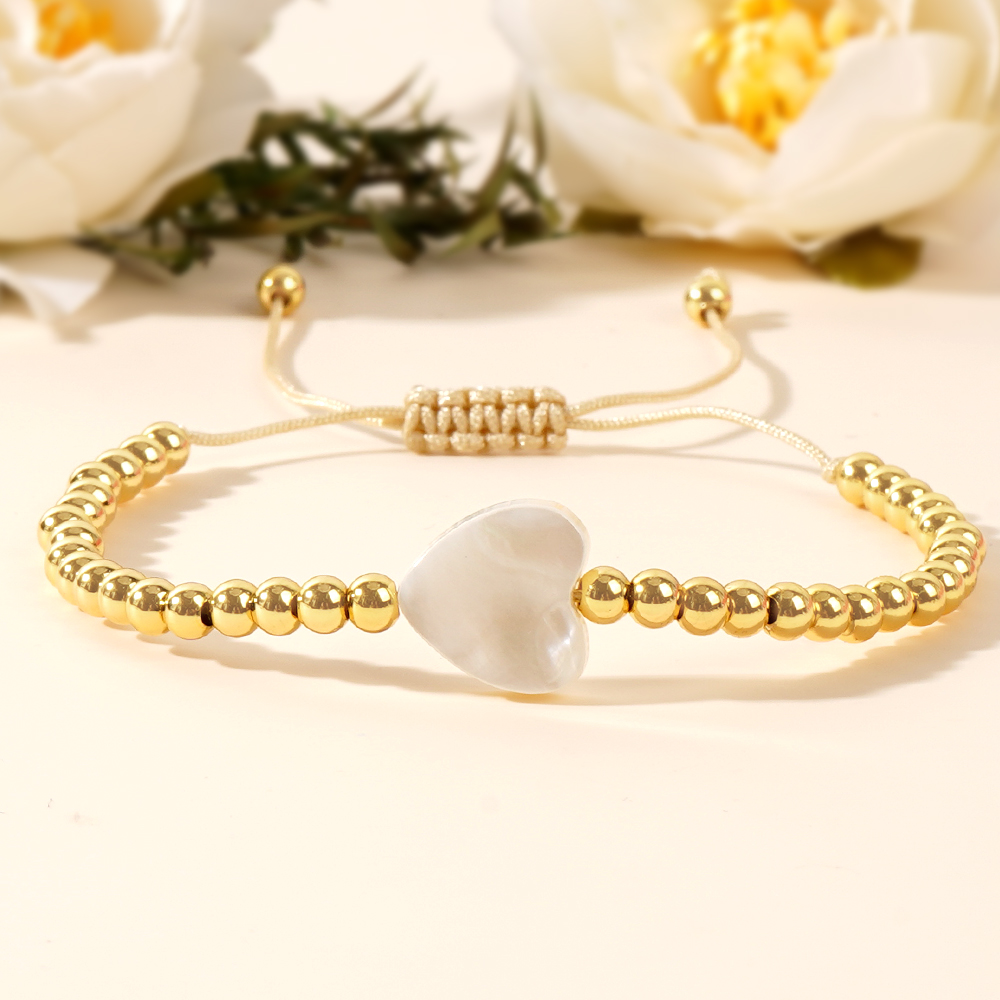 Round Beading Drawstring Bracelet For Women With Copper Rope Chain In Cord In Chain Style 3