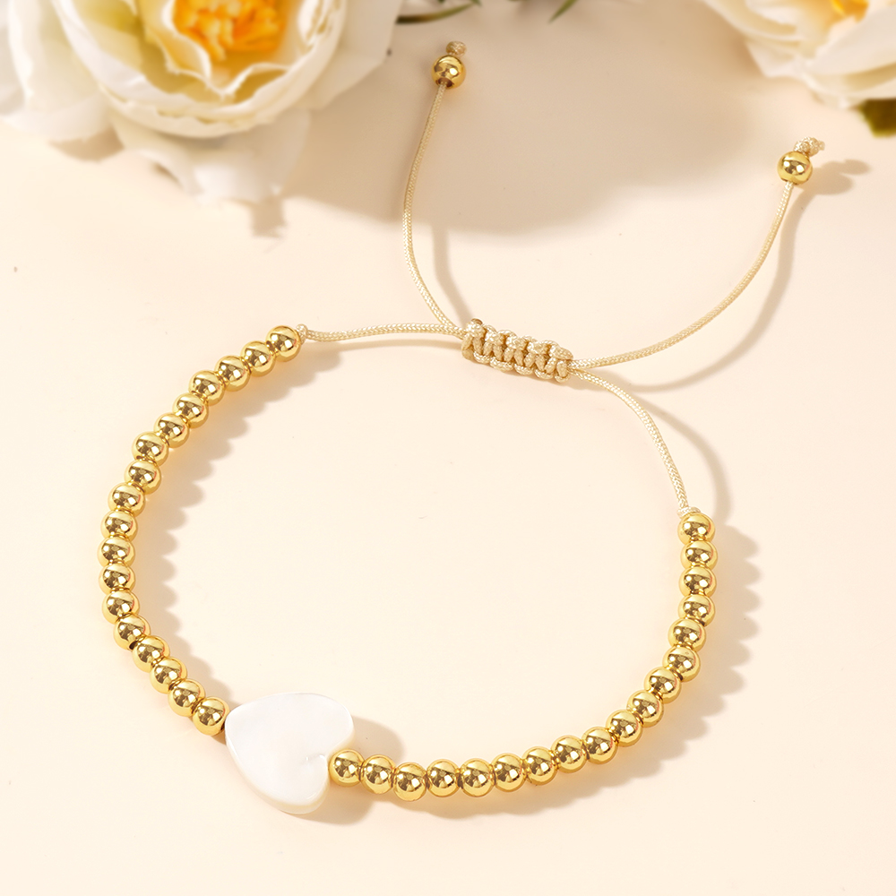 Round Beading Drawstring Bracelet For Women With Copper Rope Chain In Cord In Chain Style 4