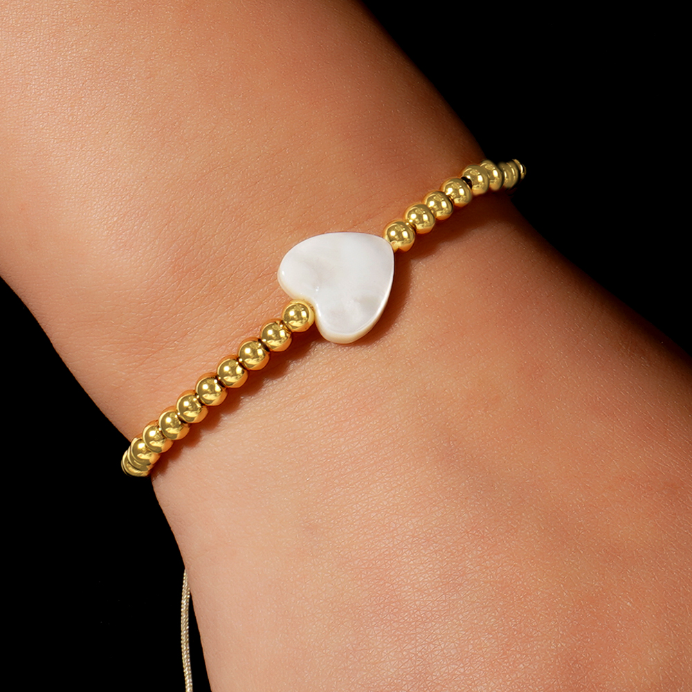Round Beading Drawstring Bracelet For Women With Copper Rope Chain In Cord In Chain Style 5