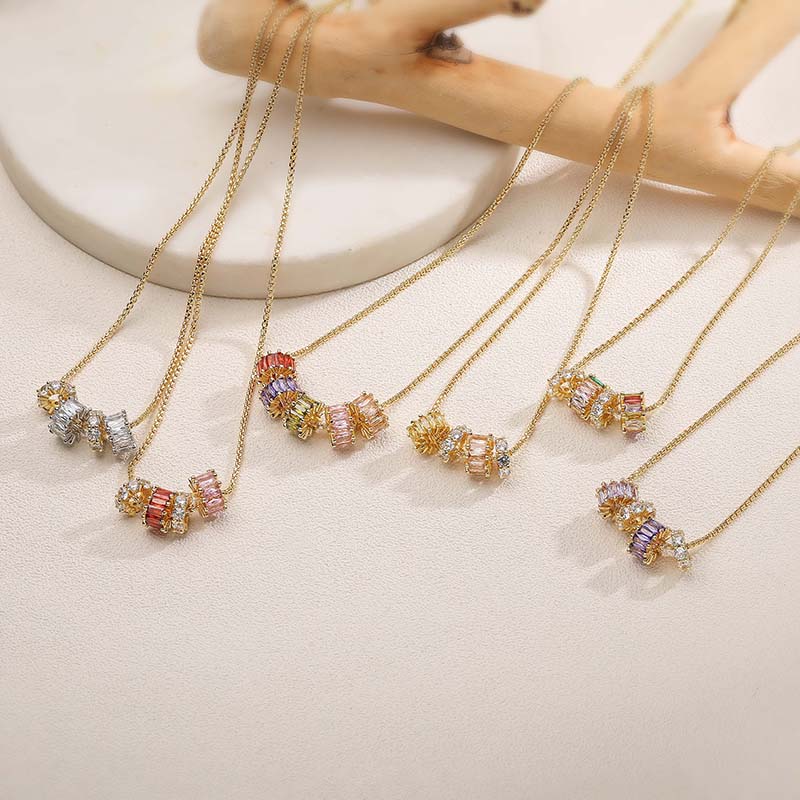 Round Birthday Necklace For Women, Copper Material With 18K Real Gold Plated 0.03µm Thickness, Zircon Inlay
