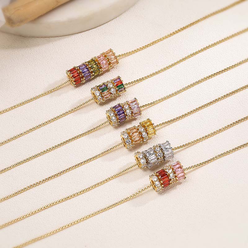 Round Birthday Necklace For Women, Copper Material With 18K Real Gold Plated 0.03µm Thickness, Zircon Inlay 2
