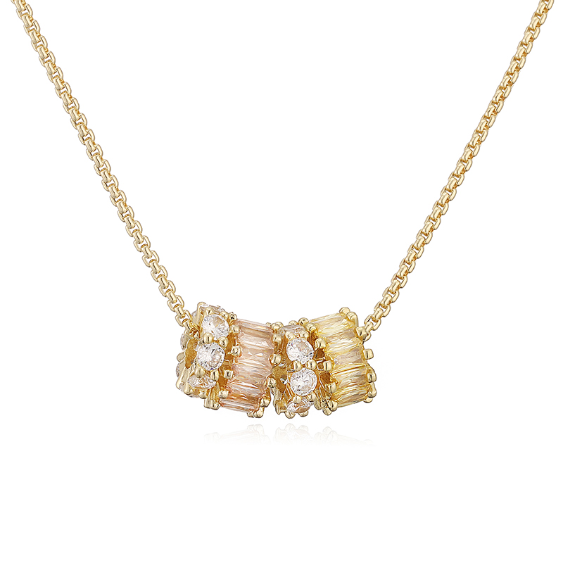 Round Birthday Necklace For Women, Copper Material With 18K Real Gold Plated 0.03µm Thickness, Zircon Inlay 7