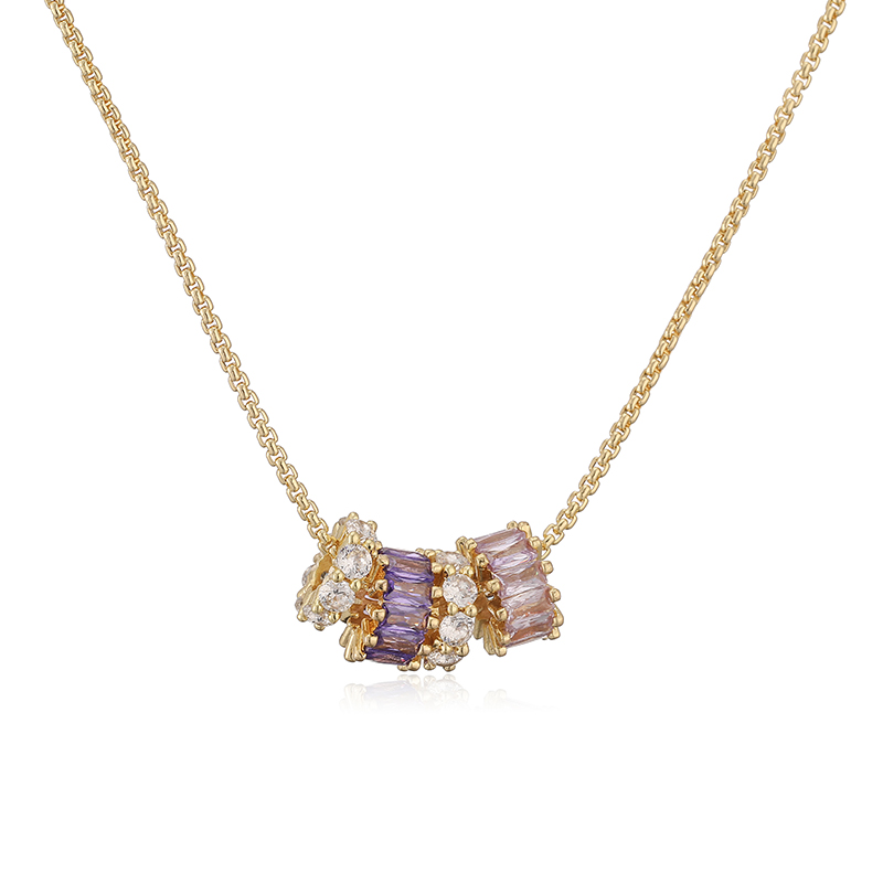 Round Birthday Necklace For Women, Copper Material With 18K Real Gold Plated 0.03µm Thickness, Zircon Inlay 8