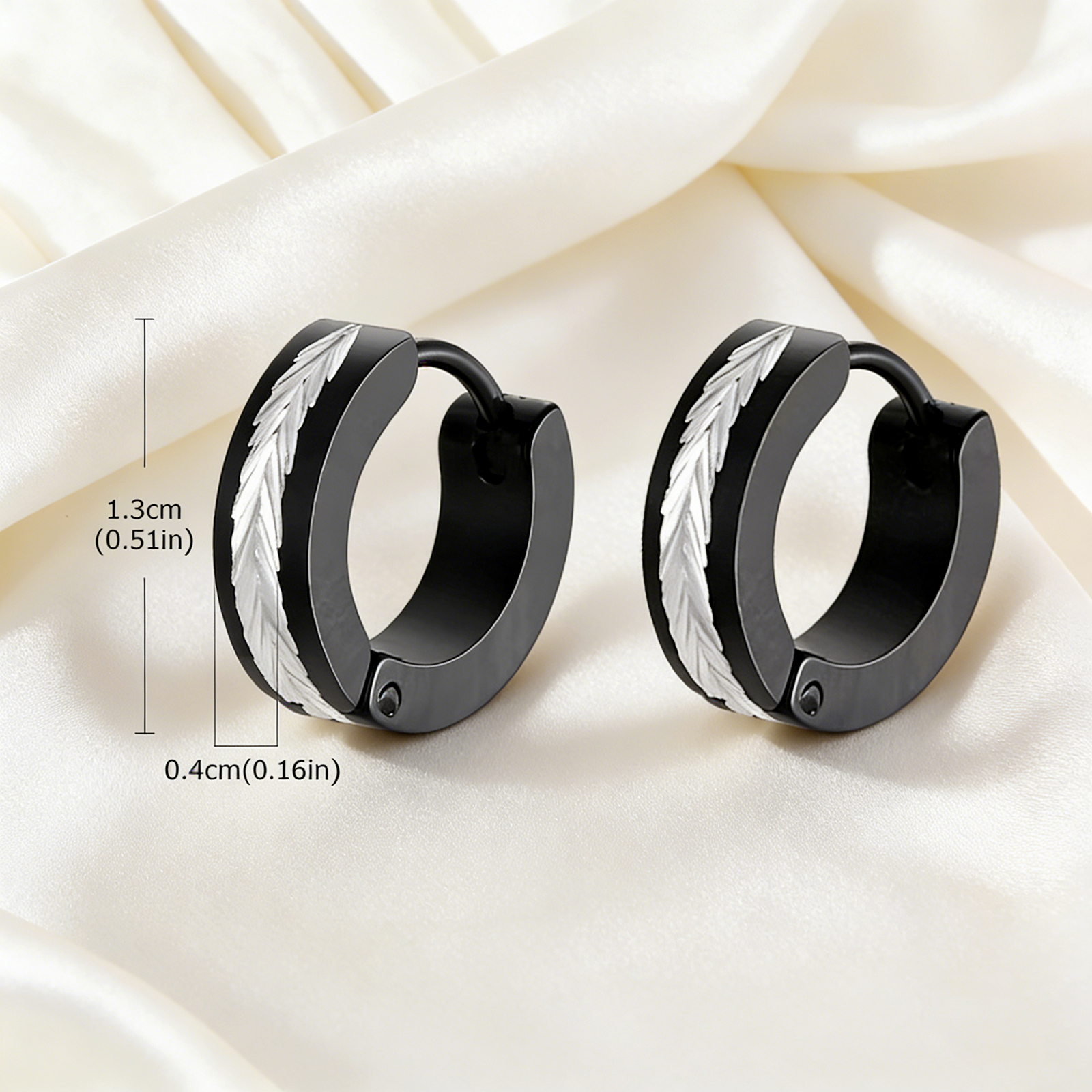 Round Brushed Earrings In 304 Stainless Steel With 18K Real Gold PVD Coated Plating 0.03µm Thickness, Unisex Design
