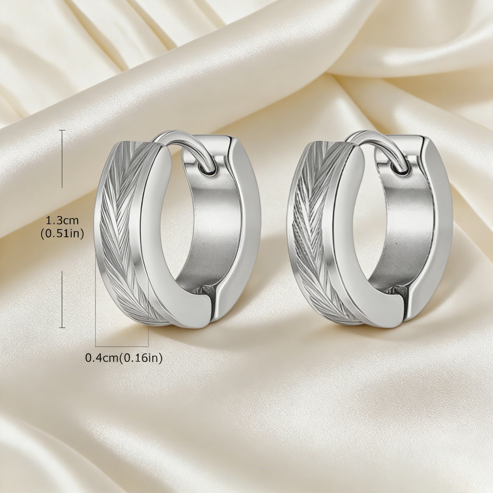 Round Brushed Earrings In 304 Stainless Steel With 18K Real Gold PVD Coated Plating 0.03µm Thickness, Unisex Design 2