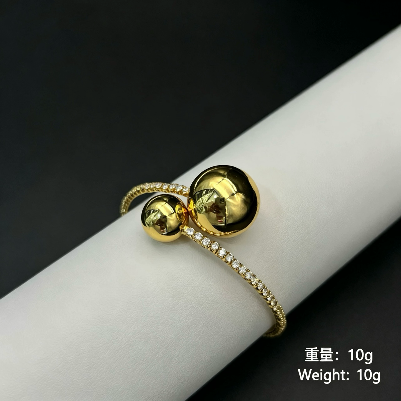 Round Claw Setting Bangle For Women In Copper With Zircon Inlay And 0.03µm Water Plating Finish 4
