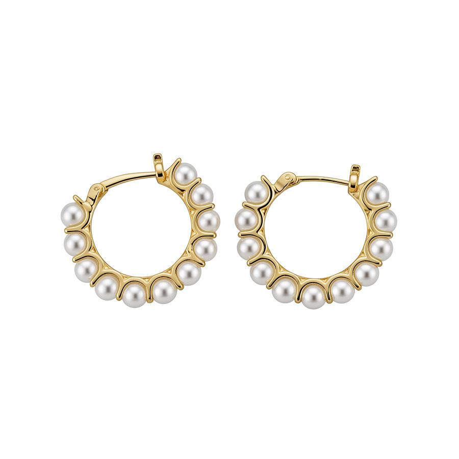 Round Clip Earrings For Women Featuring Imitation Pearl Inlay With 14K Real Gold Electroplated Plating 5
