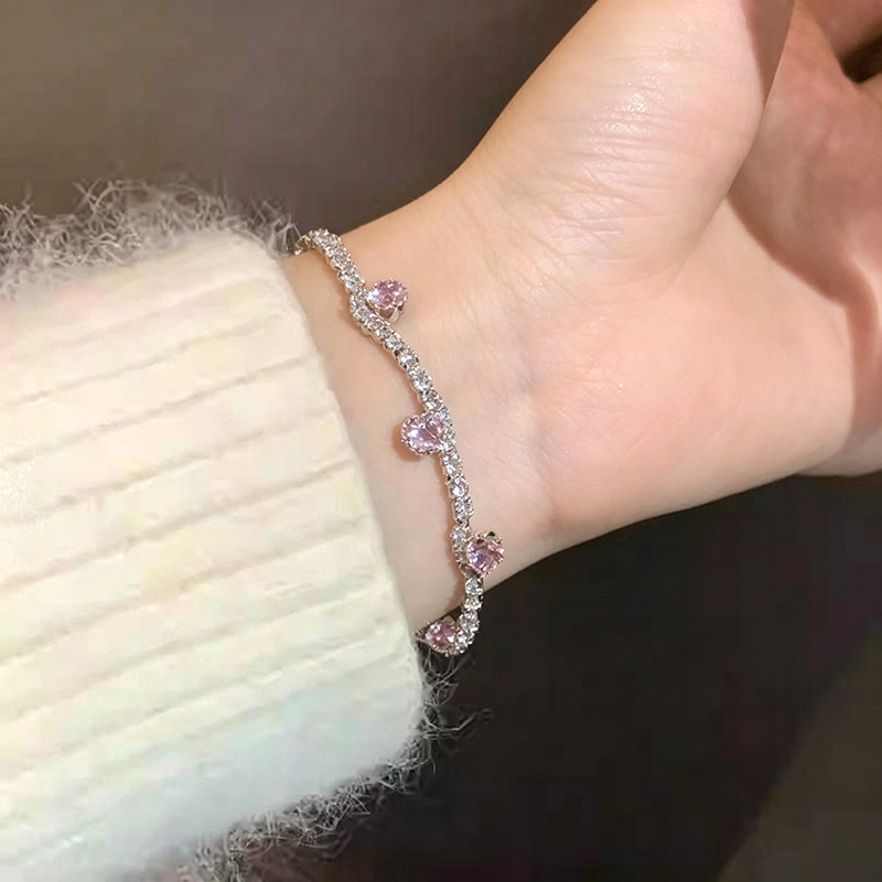 Round Copper Bracelet For Women With Zircon Inlay In Silver 2