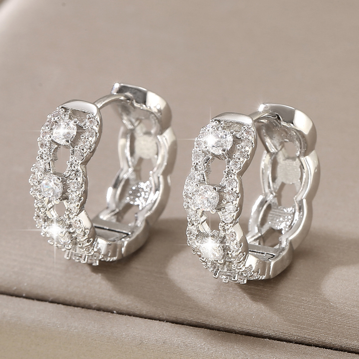 Round Copper Earrings For Women With Electroplated Gold Plating And Zircon Inlay, Golden Color 4