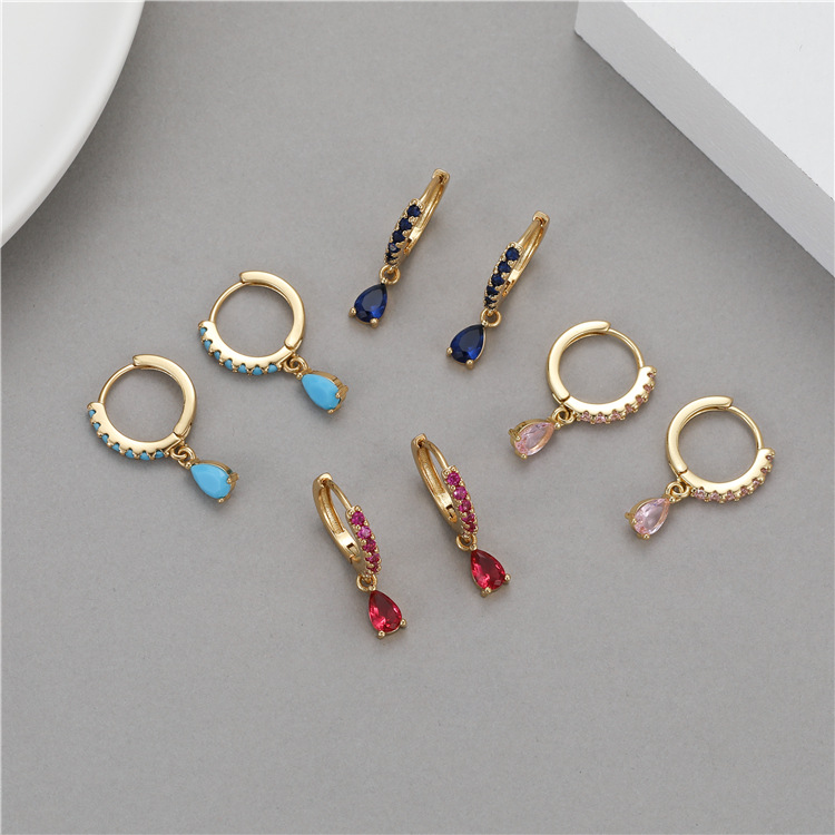 Round Copper Earrings For Women With 14K Real Gold Plated Electroplated Finish, 925 Sterling Silver Posts, And Zircon Inlay