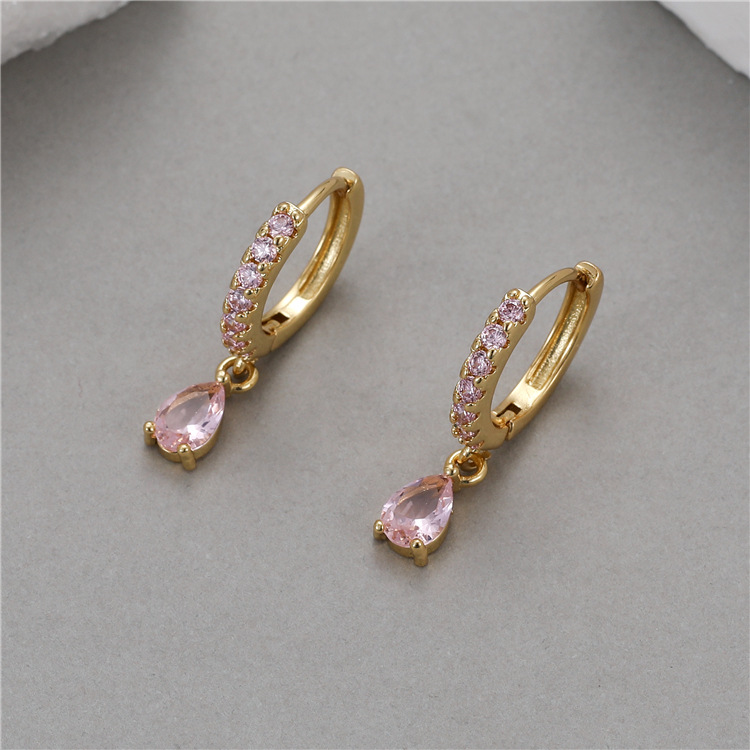 Round Copper Earrings For Women With 14K Real Gold Plated Electroplated Finish, 925 Sterling Silver Posts, And Zircon Inlay 4