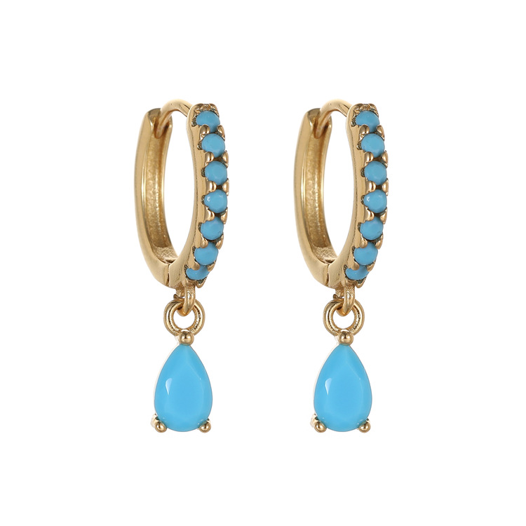 Round Copper Earrings For Women With 14K Real Gold Plated Electroplated Finish, 925 Sterling Silver Posts, And Zircon Inlay 5