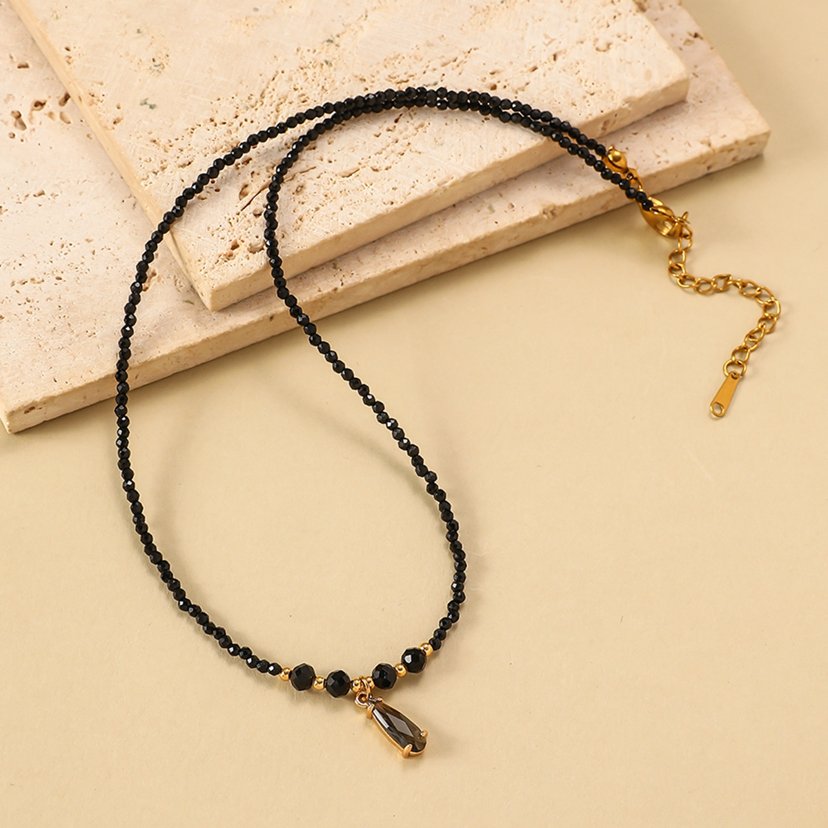 Round Copper Pendant Necklace For Women With Titanium Steel Ball Chain Featuring Zircon Inlay 4