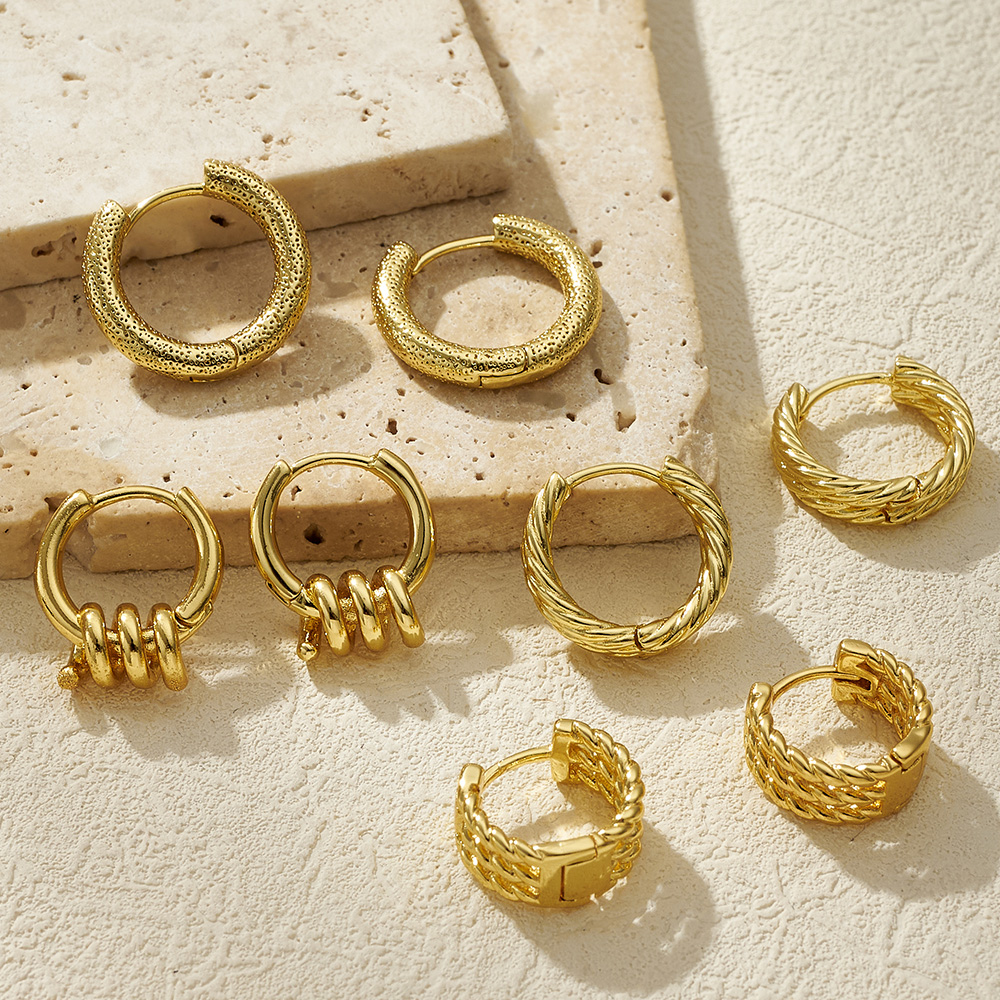 Round Earrings For Women Featuring 0.03µm Thick 18K Real Gold Plating On Copper With Water Plating Process And Copper Ear Pins 2