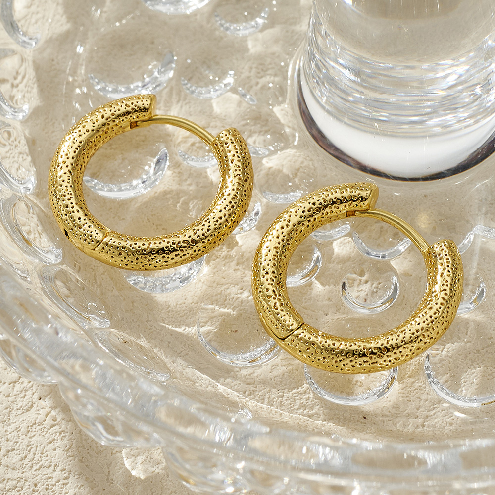 Round Earrings For Women Featuring 0.03µm Thick 18K Real Gold Plating On Copper With Water Plating Process And Copper Ear Pins 3