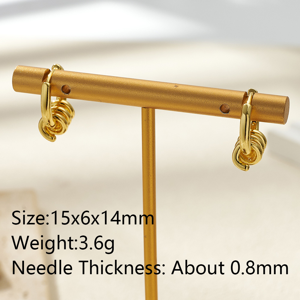 Round Earrings For Women Featuring 0.03µm Thick 18K Real Gold Plating On Copper With Water Plating Process And Copper Ear Pins 7