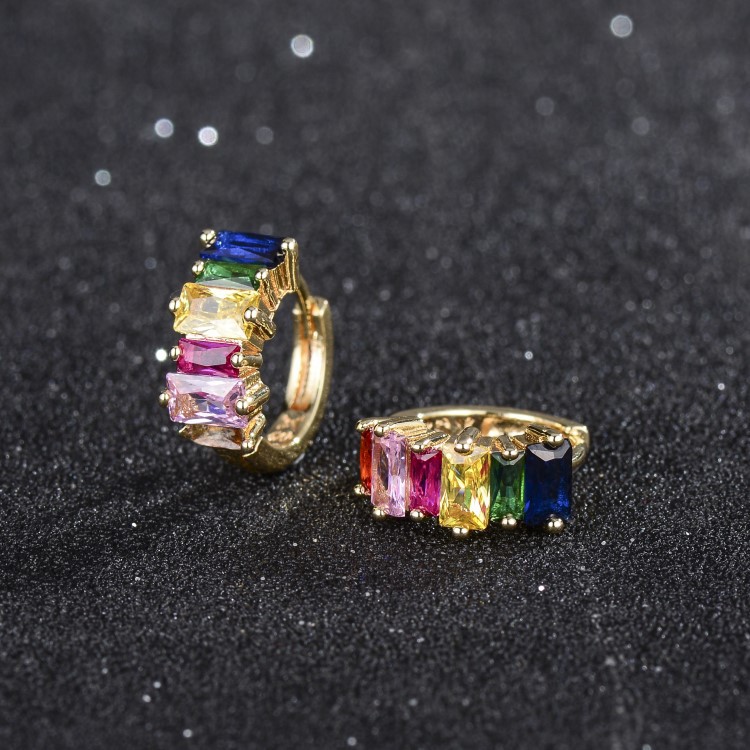 Round Earrings For Women With Copper Ear Pins Featuring 14K Real Gold Plated Electroplated Finish And Zircon Inlay