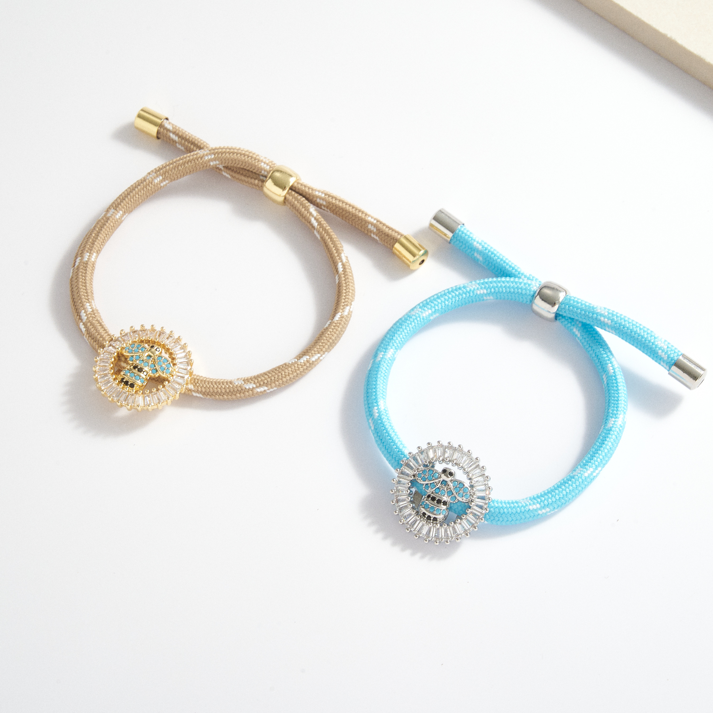 Round Electroplated Drawstring Bracelet For Adults In Copper With 18K Real Gold Water Plating And Zircon Inlay On Cord String 2