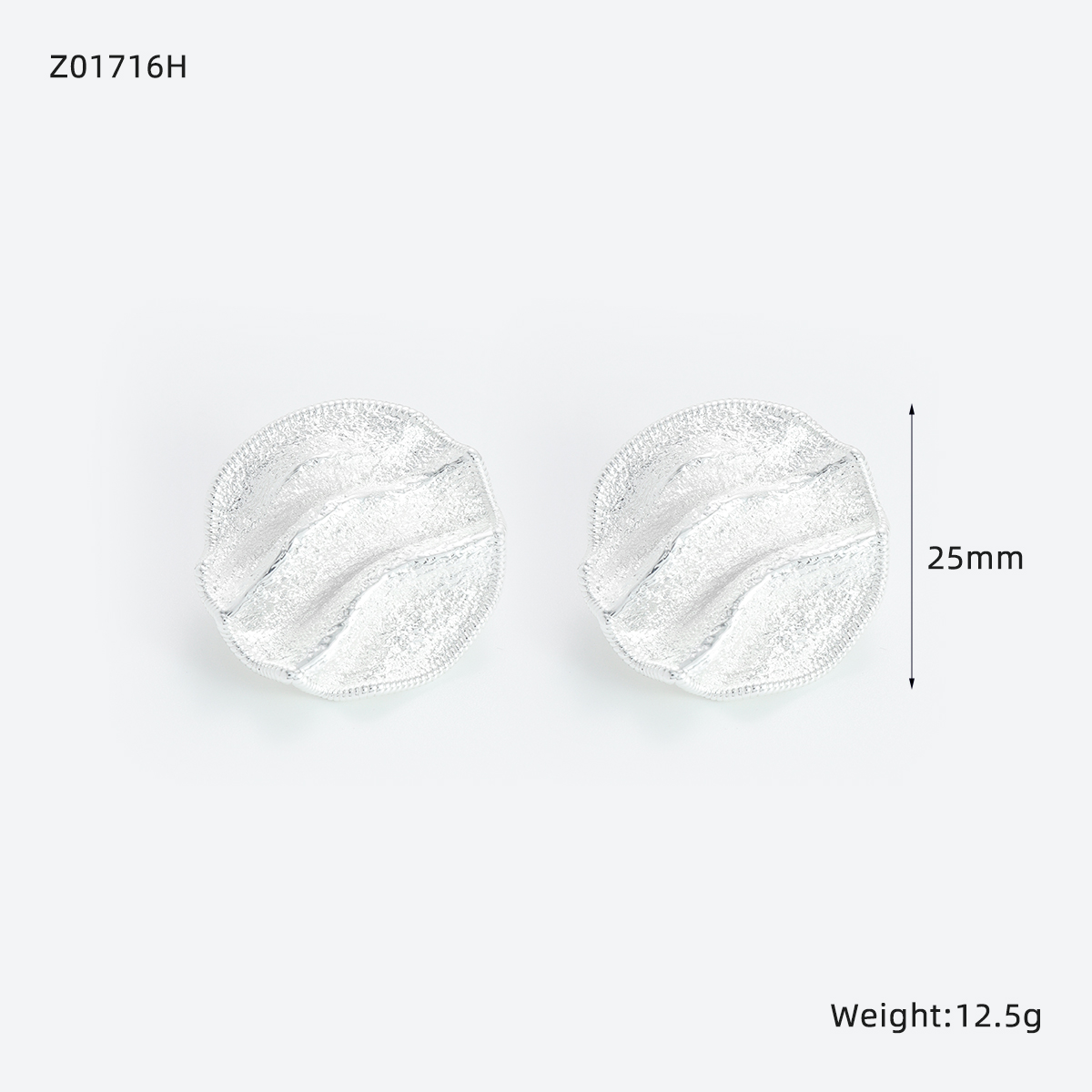 Round Folded Stud Earrings For Women In Copper Material With 0.03µm Copper Plated Water Plating 5