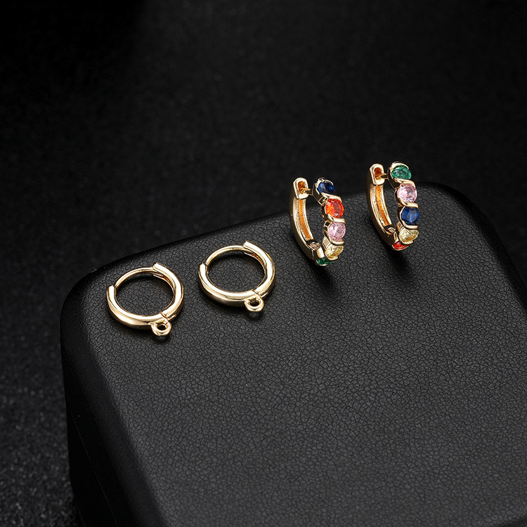 Round Hoop Earrings For Women With Copper Posts, Electroplated 14K Real Gold Plated Featuring Zircon Inlay 2
