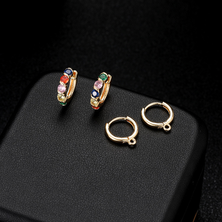 Round Hoop Earrings For Women With Copper Posts, Electroplated 14K Real Gold Plated Featuring Zircon Inlay 3