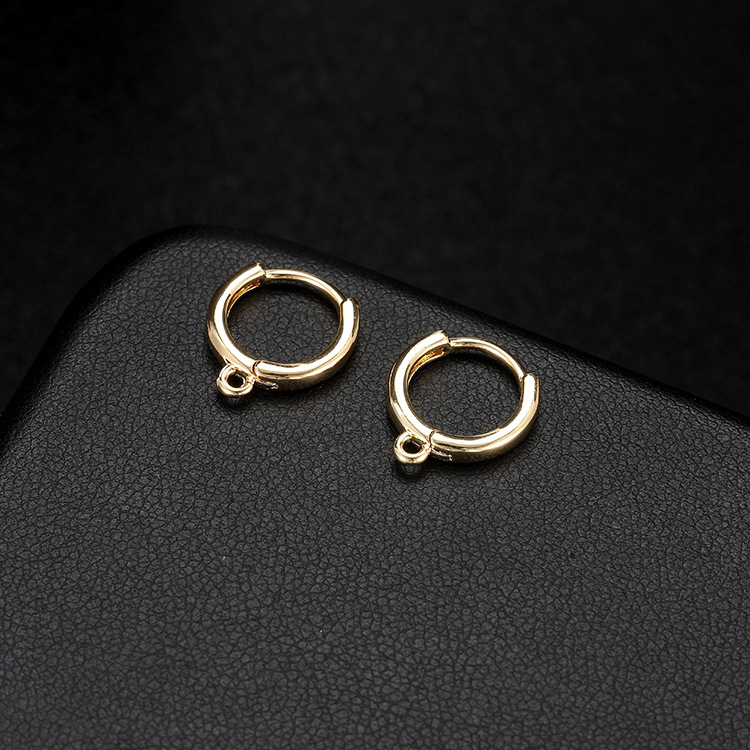 Round Hoop Earrings For Women With Copper Posts, Electroplated 14K Real Gold Plated Featuring Zircon Inlay 4