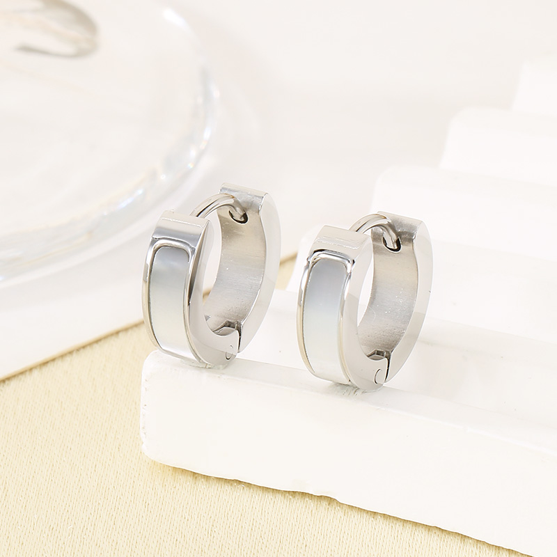 Round Inlay Earrings For Women In 304 Stainless Steel With 18K Real Gold PVD Coating And Shell Inlay 7
