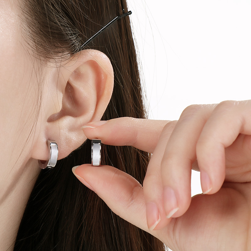 Round Inlay Earrings For Women In 304 Stainless Steel With 18K Real Gold PVD Coating And Shell Inlay 10