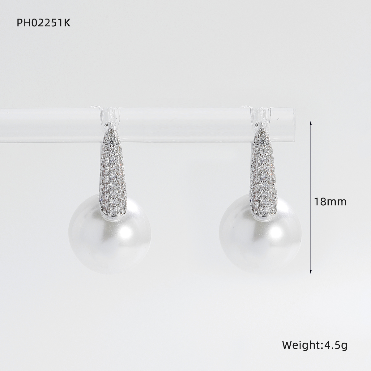 Round Pearl Earrings For Women With Bezel Setting In Copper Material Featuring Water Plating Process
