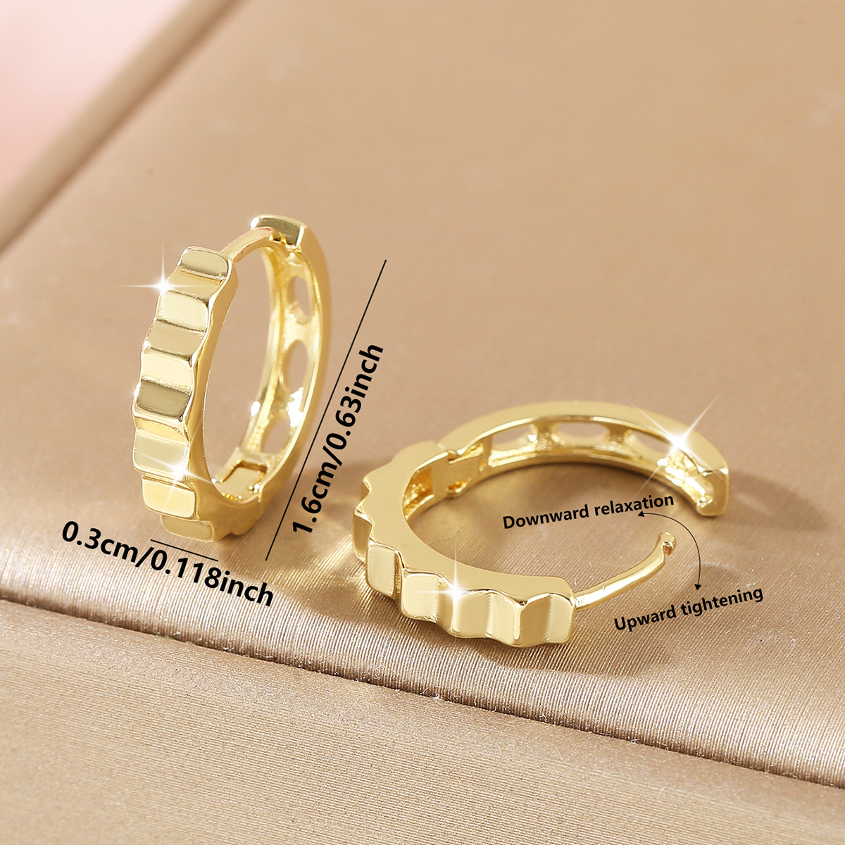 Round Ear Cuffs For Women In Retro Style, Electroplated Copper With Golden Finish 2