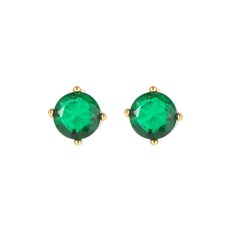 Round Stud Earrings For Women With 925 Sterling Silver Posts, Copper Base, 18K Real Gold Plated And Zircon Inlay 5