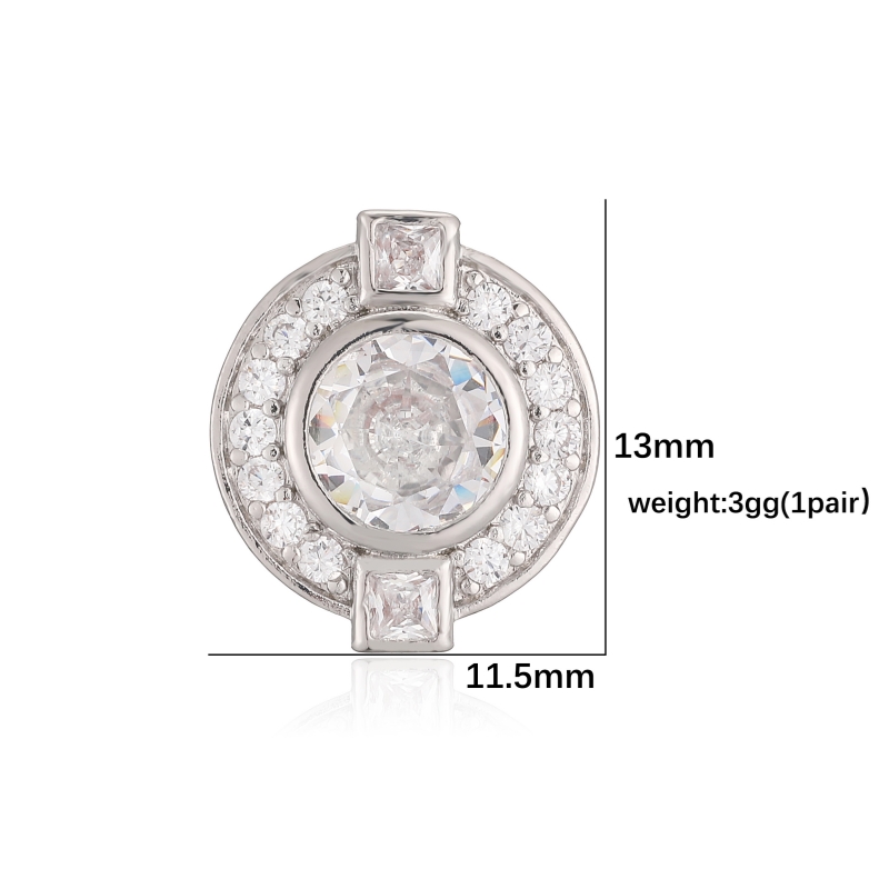 Round Stud Earrings With Zircon Inlay, Copper Base Featuring 18K Real Gold Water Plating With 0.03µm Thickness 3